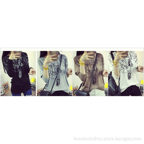 Autumn new Korean ladies long-sleeved cotton printed T-shirt/Otoño nueva Corea damas de algodón de manga larga camiseta impresa